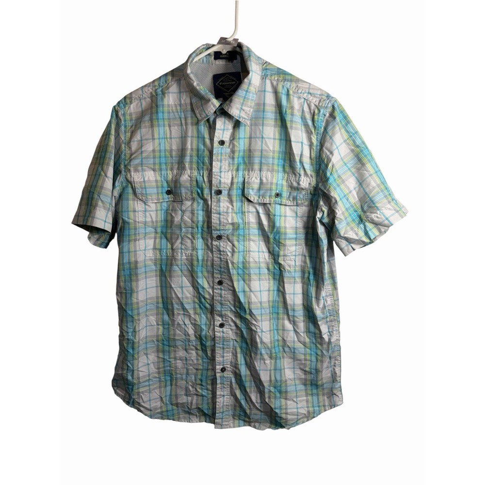 st johns bay mens short sleeve button down collared shirt size medium plaid